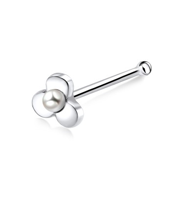 Flowery Pearl Silver Bone Nose Stud NSKD-201p